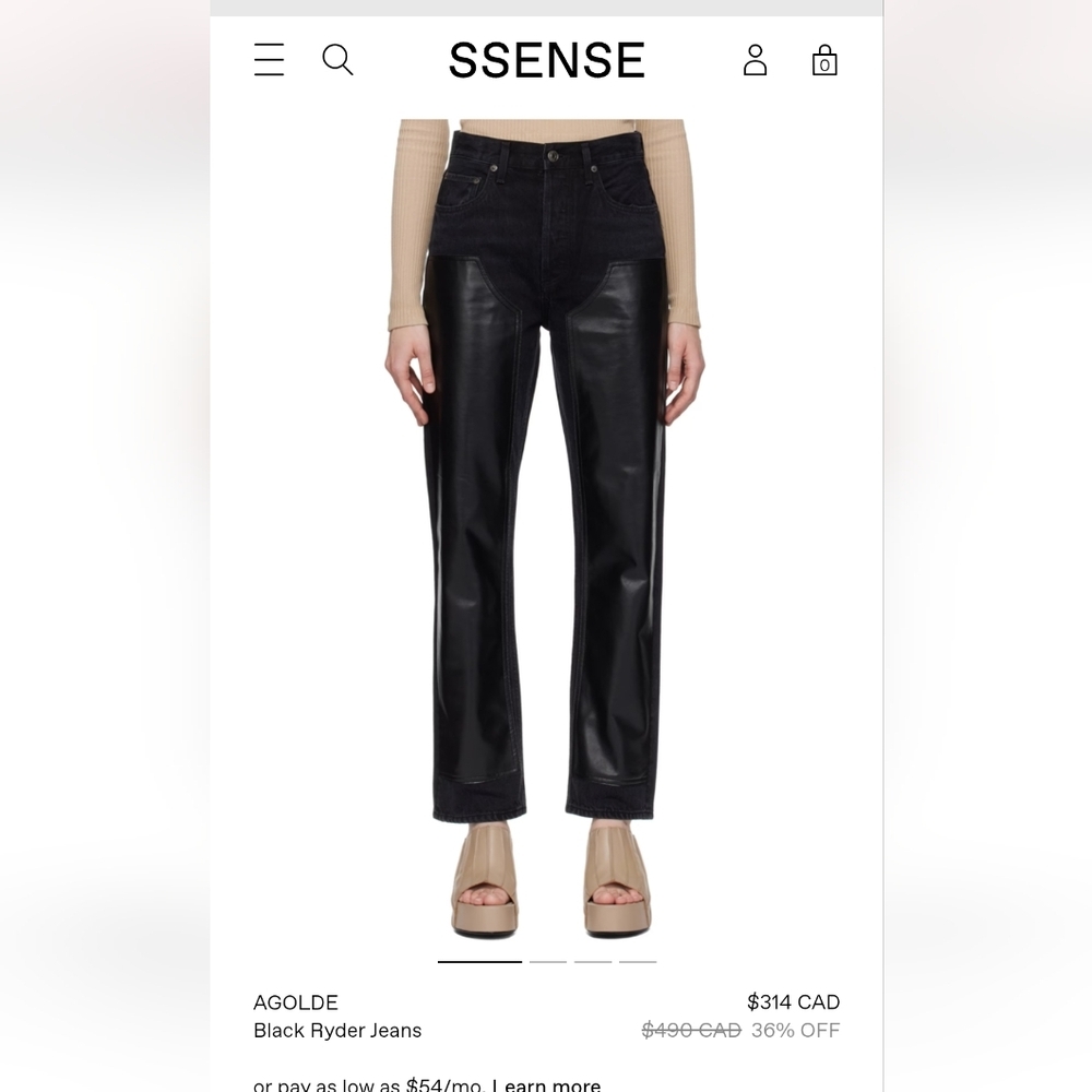 NWT Agolde Ryder Black Straight Leg Jeans-Size 34